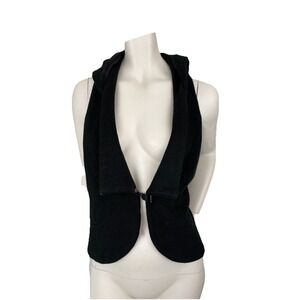 Aryn K Black Vest Removable Hood Racer Back Womens Large